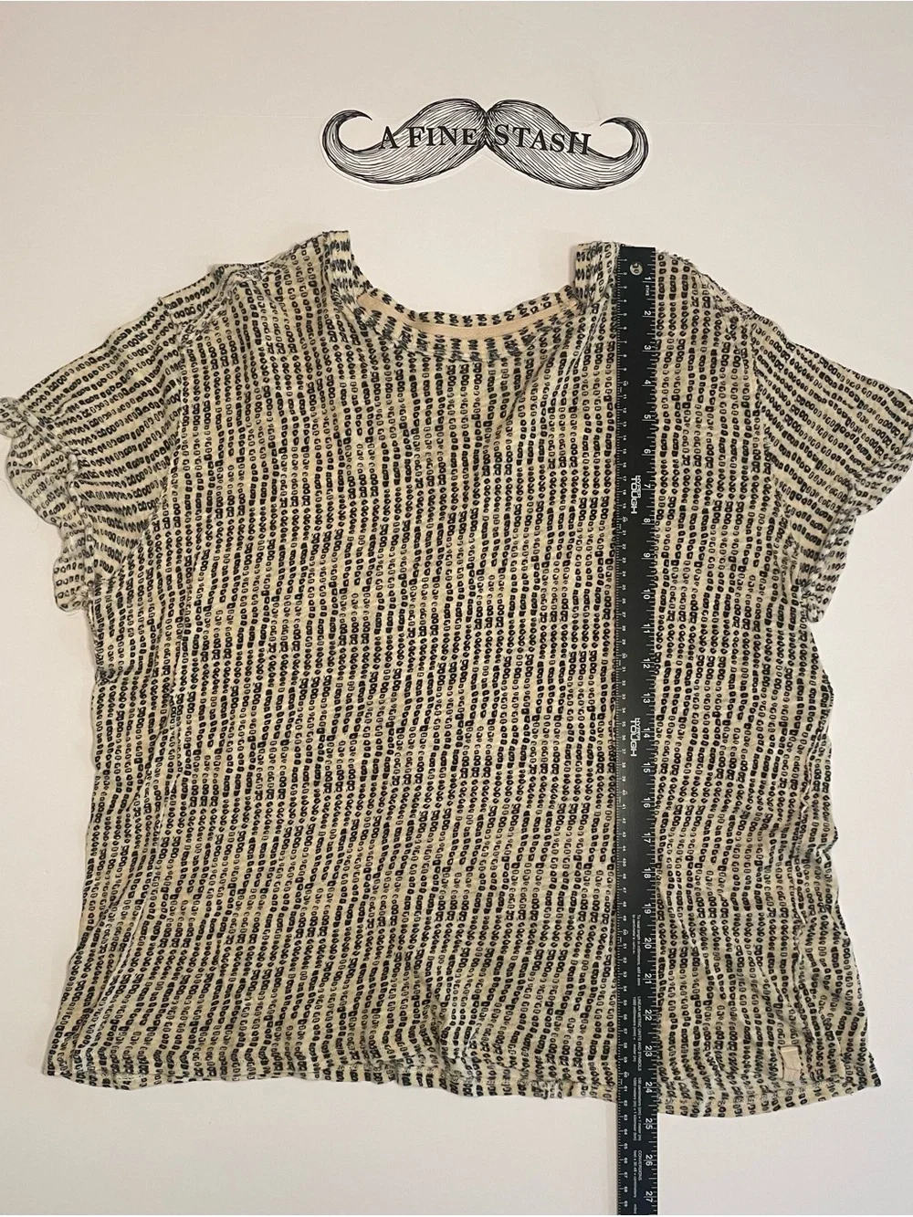 We The Free Bali Backpacker Tee Black Tan Abstract Print Linen XS